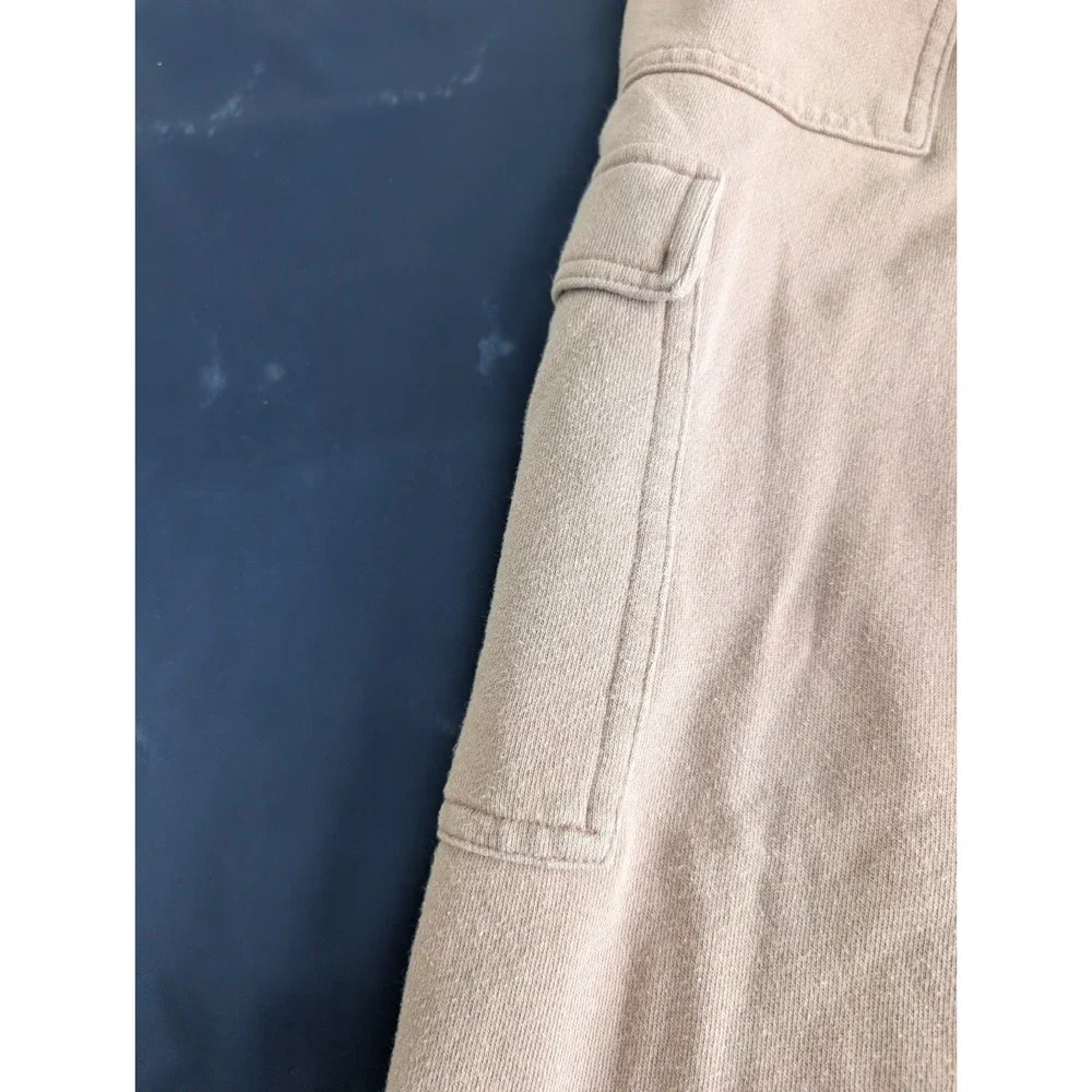Old Navy SoComfy Sweatpants Mens S Beige Fleece Cargo Pockets Elastic Drawstring